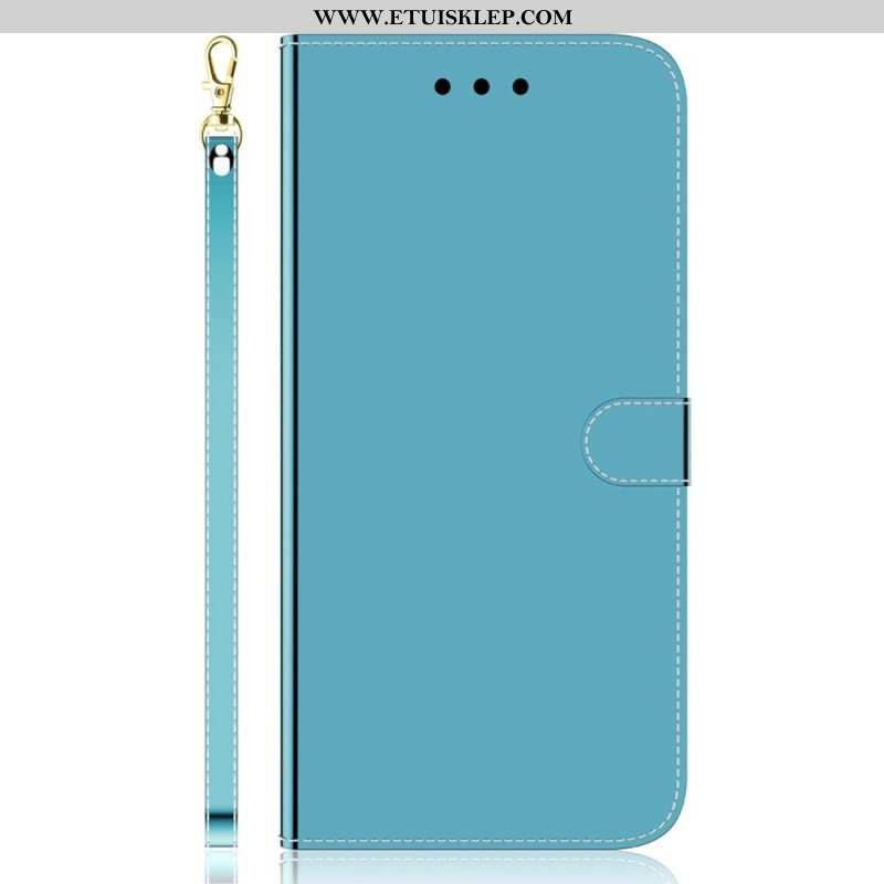 Etui Folio do iPhone 14 Pro Osłona Lusterka Ze Sztucznej Skóry